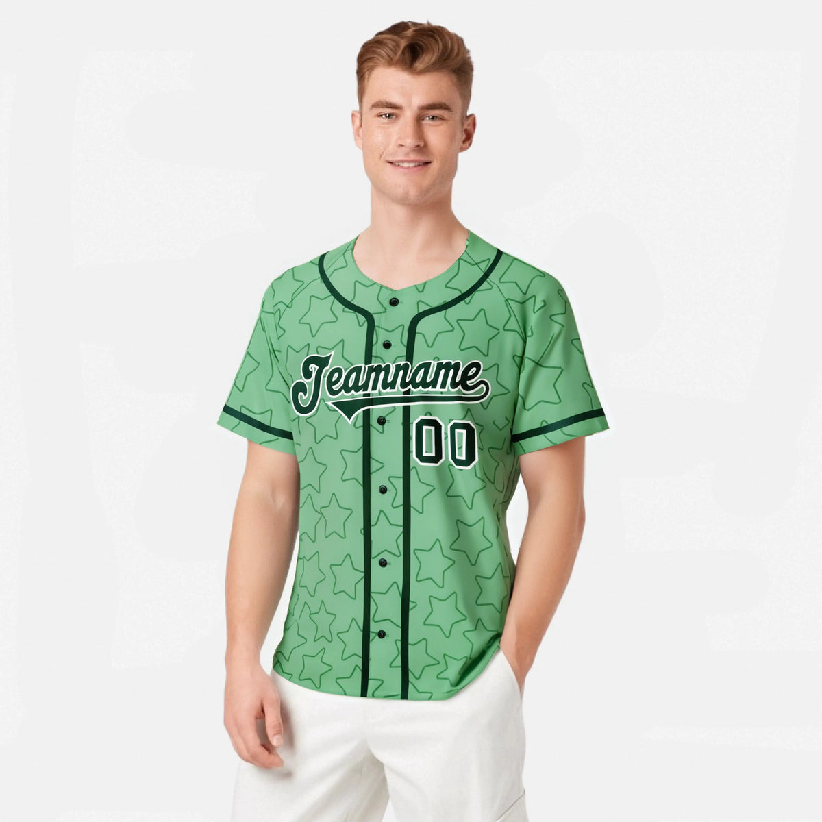 Custom Star Green-Dark Green Baseball Jersey Button Down Shirt Personalized for Adults/Youth