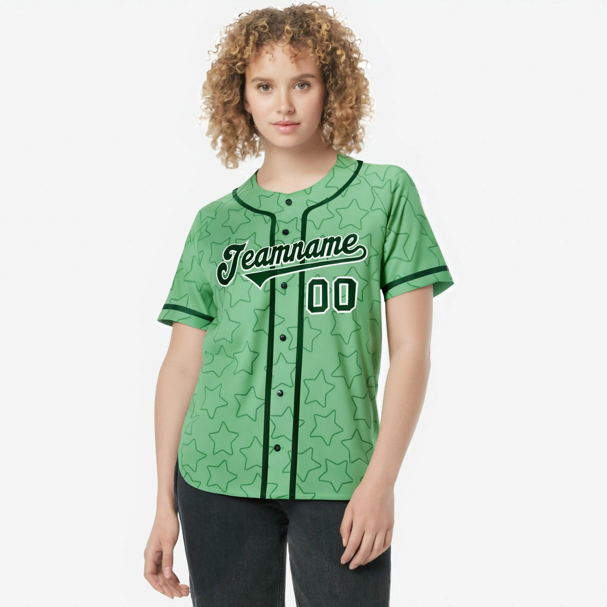 Custom Star Green-Dark Green Baseball Jersey Button Down Shirt Personalized for Adults/Youth