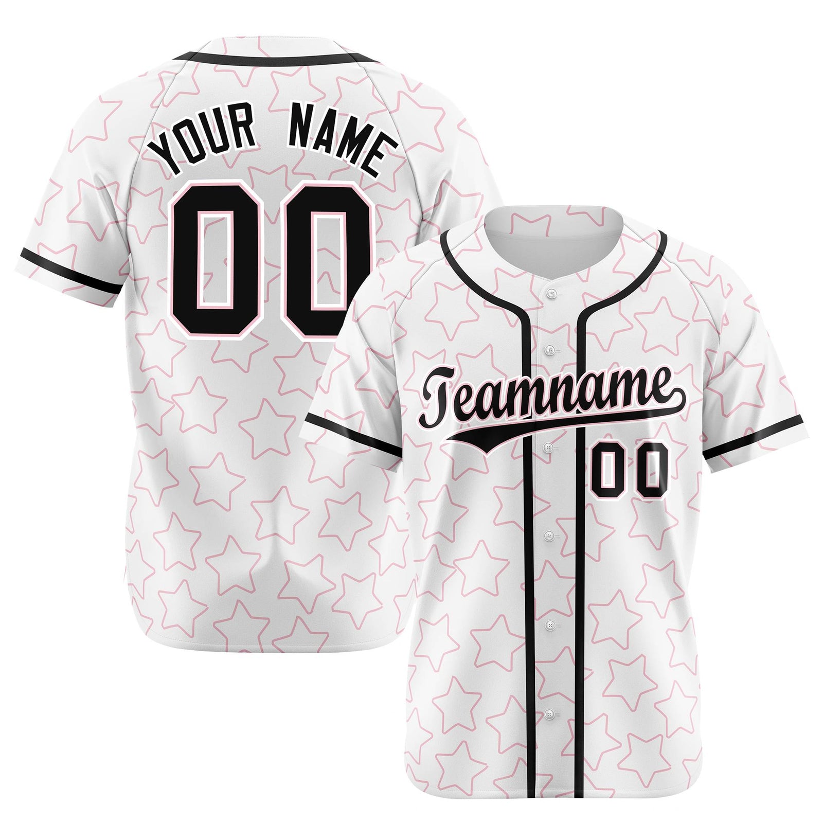 Custom Star White Black Baseball Jersey Button Down Shirt Personalized for Adults/Youth
