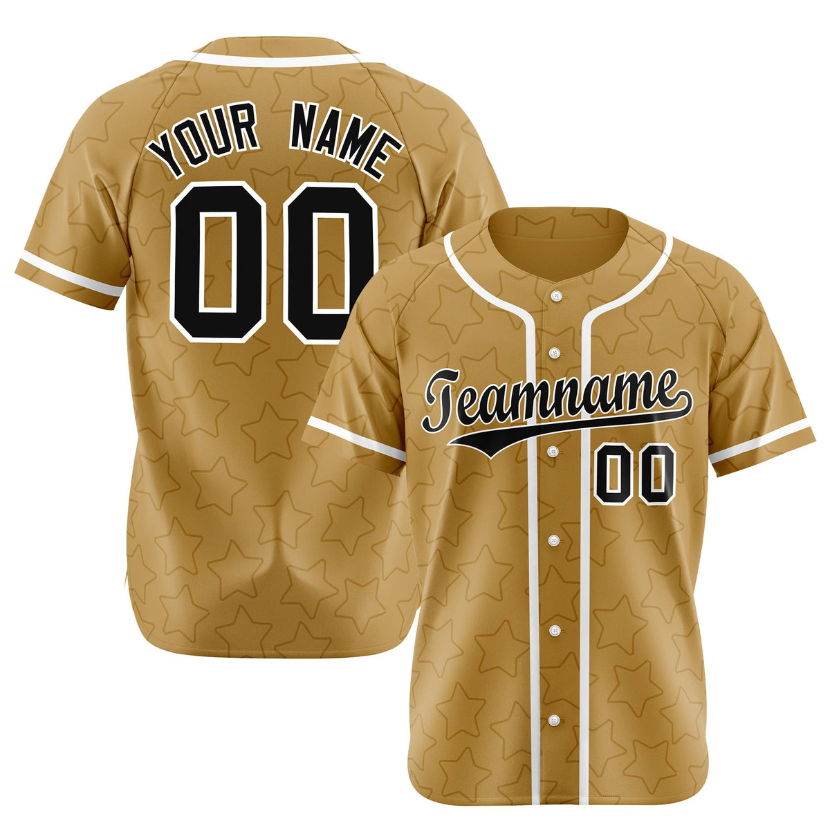 Custom Star Gold Black Baseball Jersey Button Down Shirt Personalized for Adults/Youth