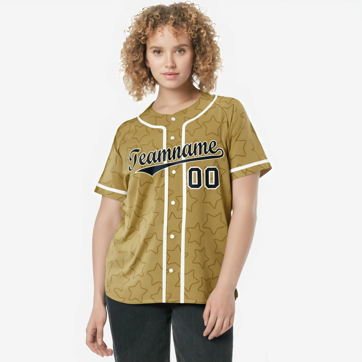 Custom Star Gold Black Baseball Jersey Button Down Shirt Personalized for Adults/Youth