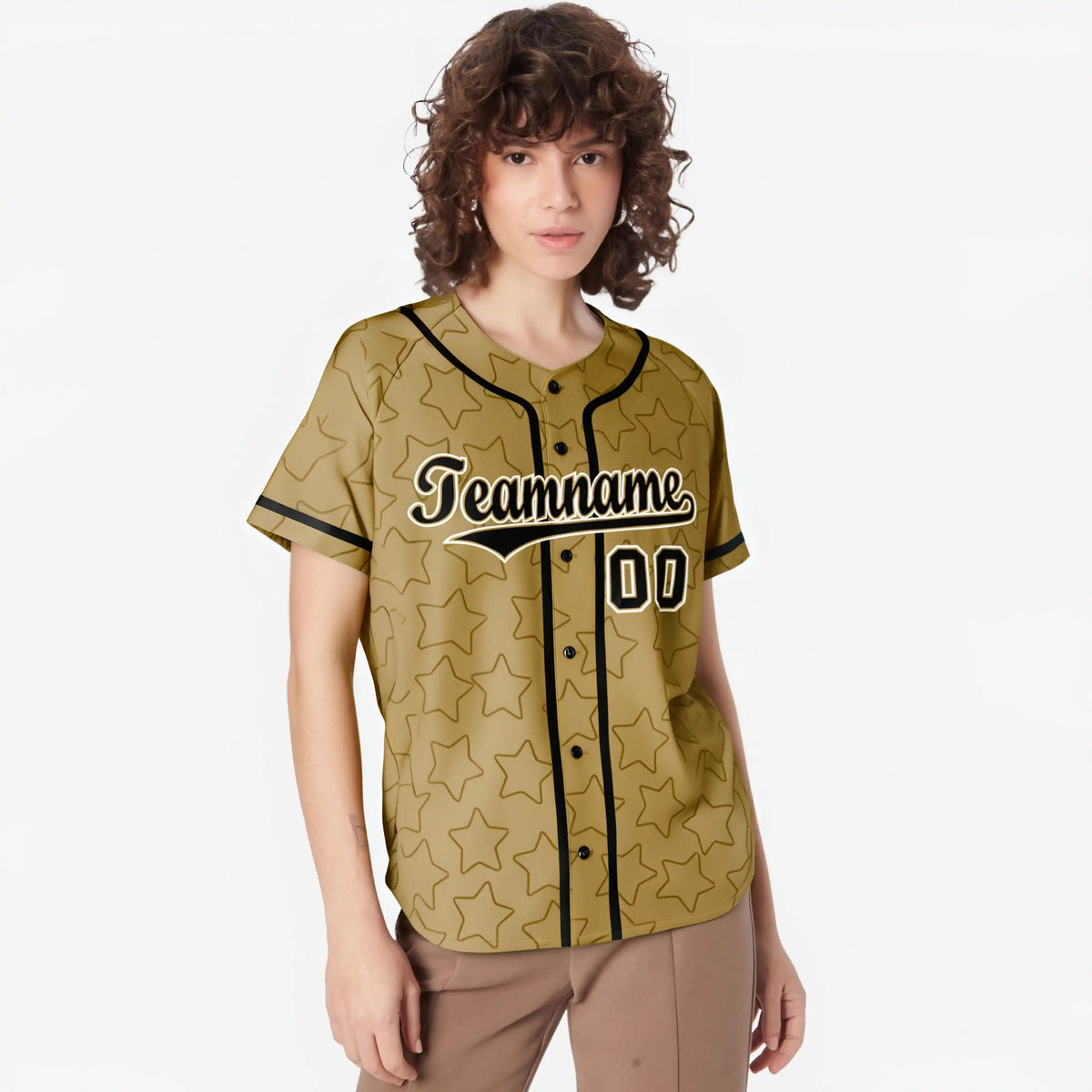 Custom Star Gold Black Baseball Jersey Button Down Shirt Personalized for Adults/Youth