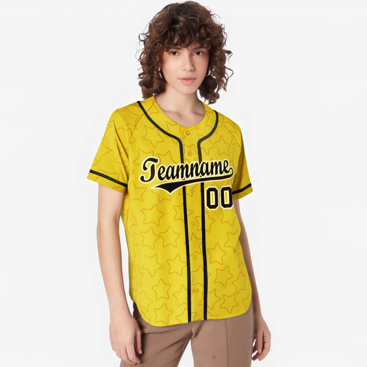 Custom Star Gold Black Baseball Jersey Button Down Shirt Personalized for Adults/Youth