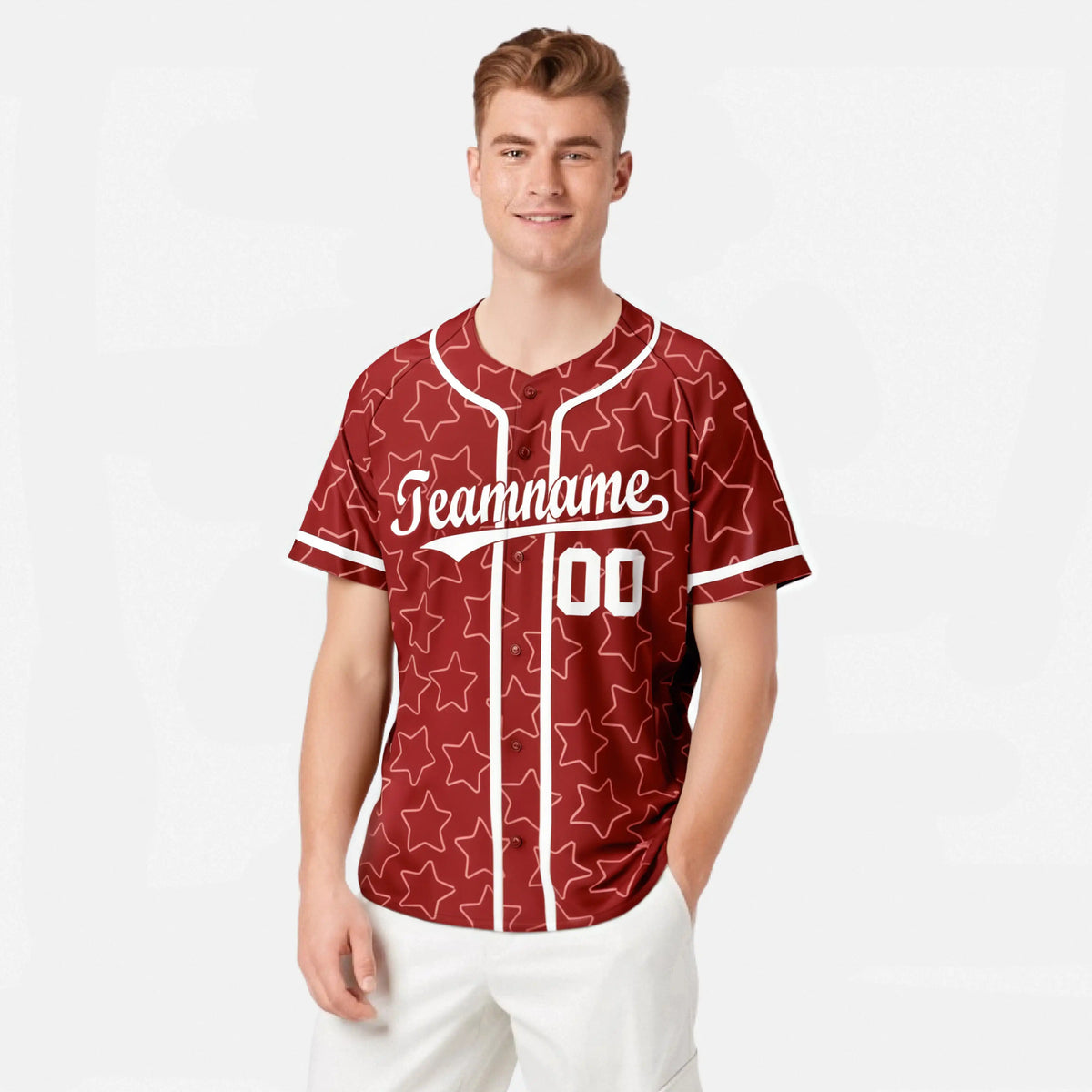 Custom Star Red Black Baseball Jersey Button Down Shirt Personalized for Adults/Youth