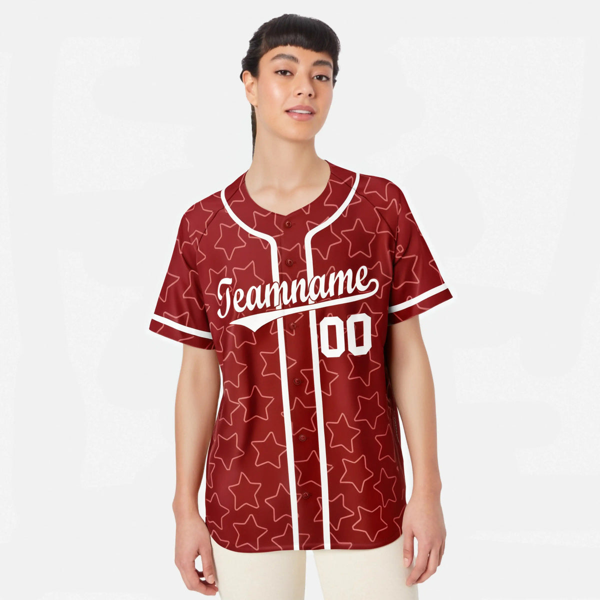 Custom Star Red Black Baseball Jersey Button Down Shirt Personalized for Adults/Youth