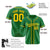 Custom Star Green Gold Baseball Jersey Button Down Shirt Personalized for Adults/Youth