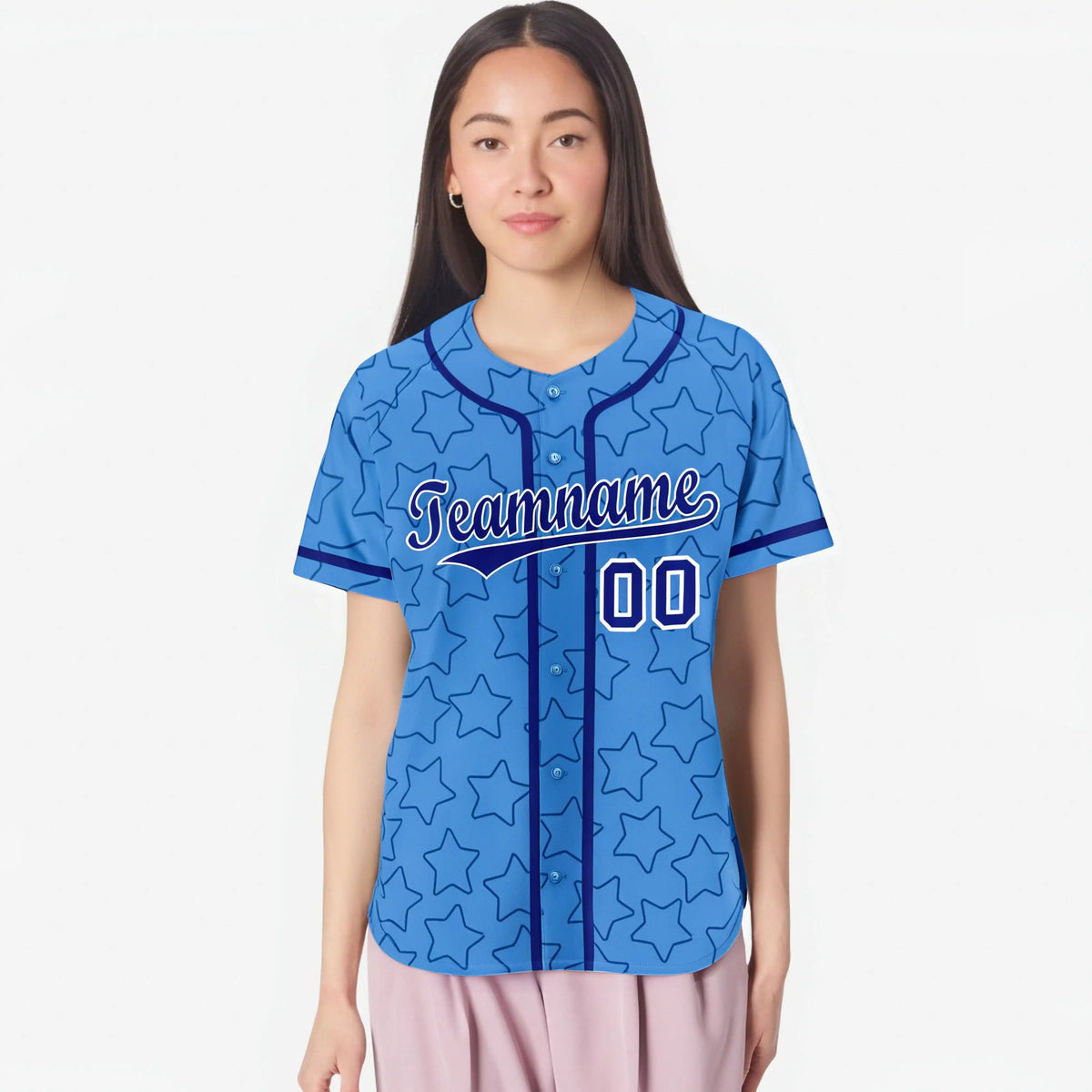 Custom Star Blue-Royal Baseball Jersey Button Down Shirt Personalized for Adults/Youth