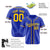 Custom Star Blue Gold Baseball Jersey Button Down Shirt Personalized for Adults/Youth