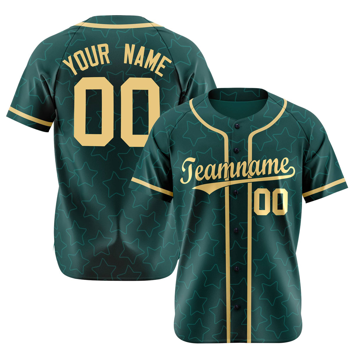 Custom Star Teal Gold Baseball Jersey Button Down Shirt Personalized for Adults/Youth