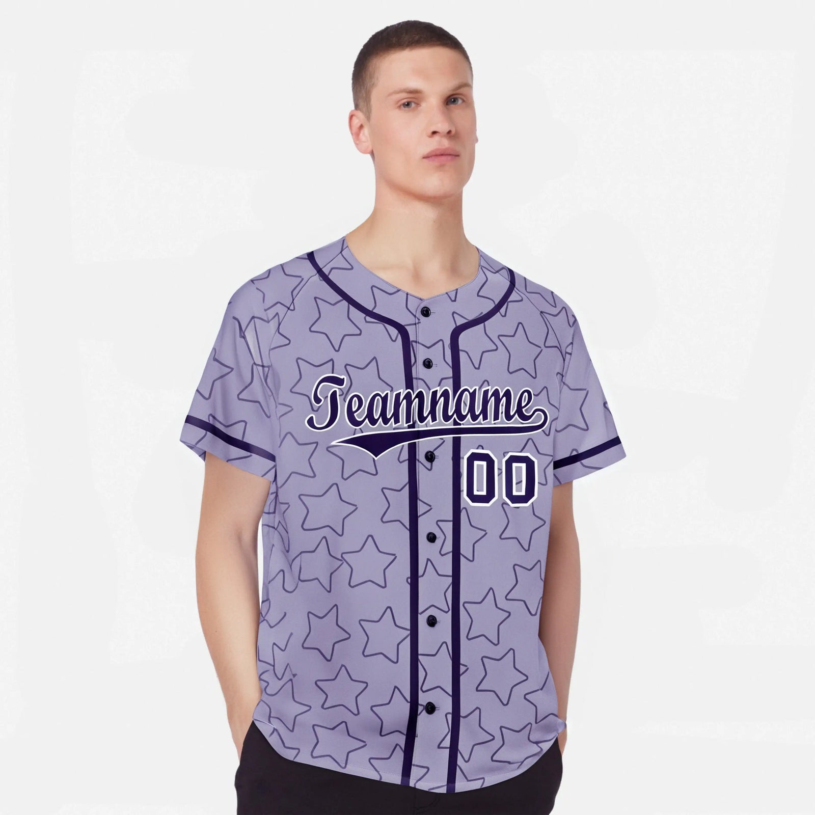 Custom Star Lavender Purple Baseball Jersey Button Down Shirt Personalized for Adults/Youth