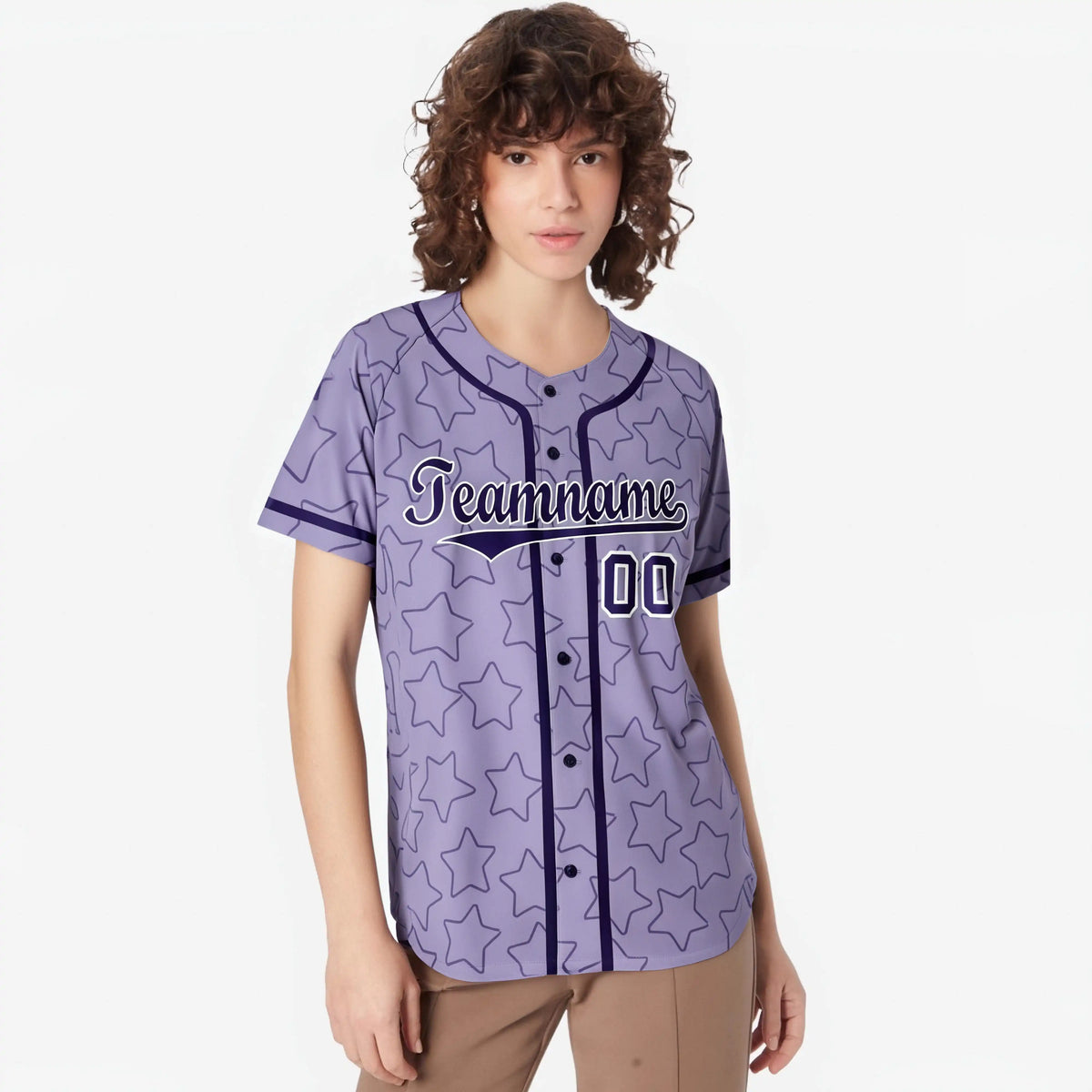 Custom Star Lavender Purple Baseball Jersey Button Down Shirt Personalized for Adults/Youth