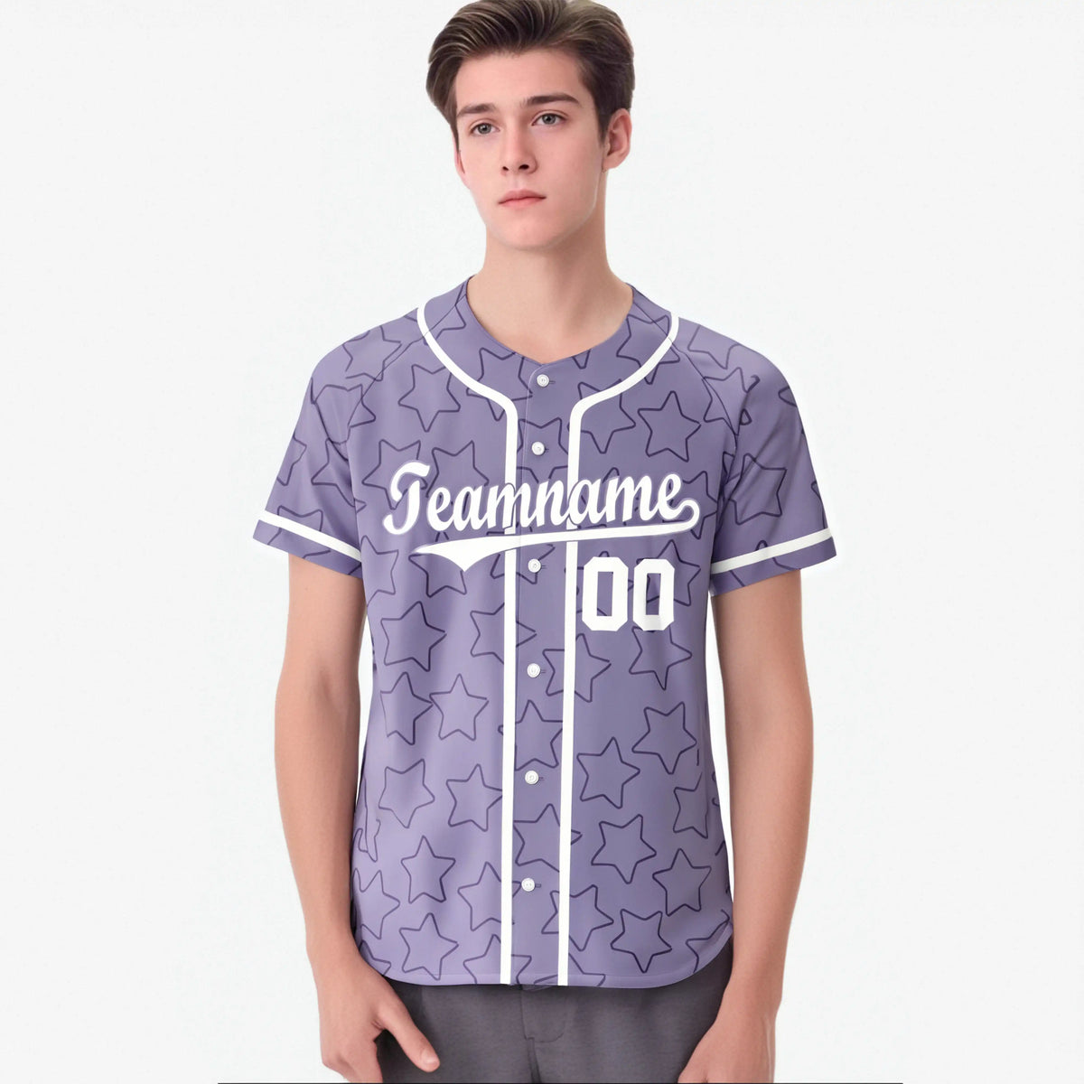 Custom Star Lavender White Baseball Jersey Button Down Shirt Personalized for Adults/Youth