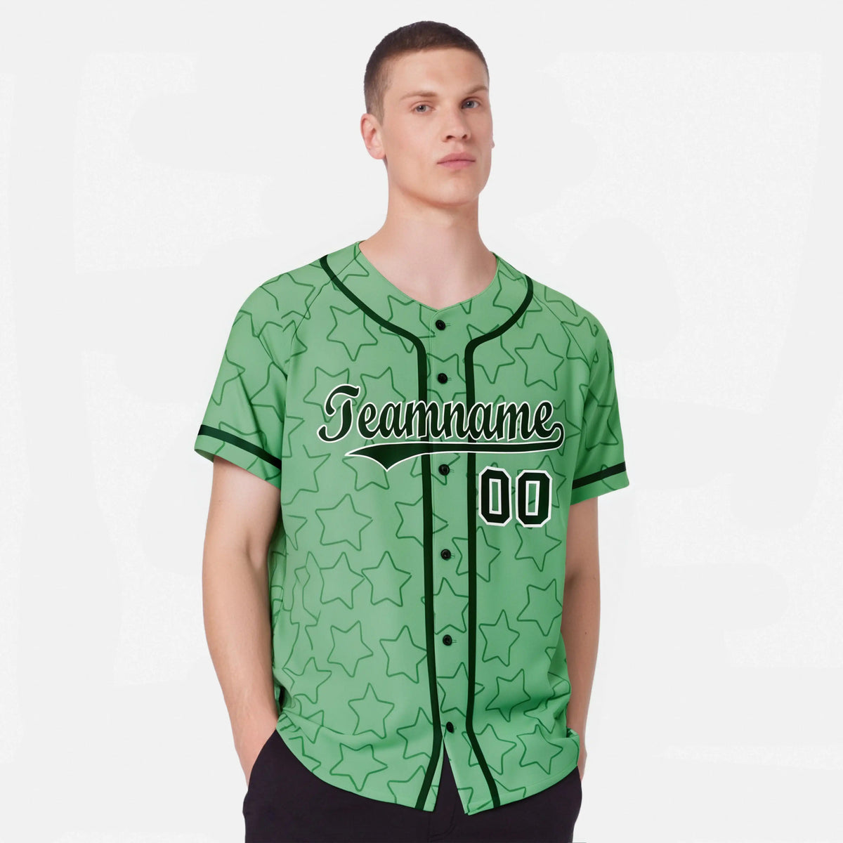 Custom Star Green-Dark Green Baseball Jersey Button Down Shirt Personalized for Adults/Youth
