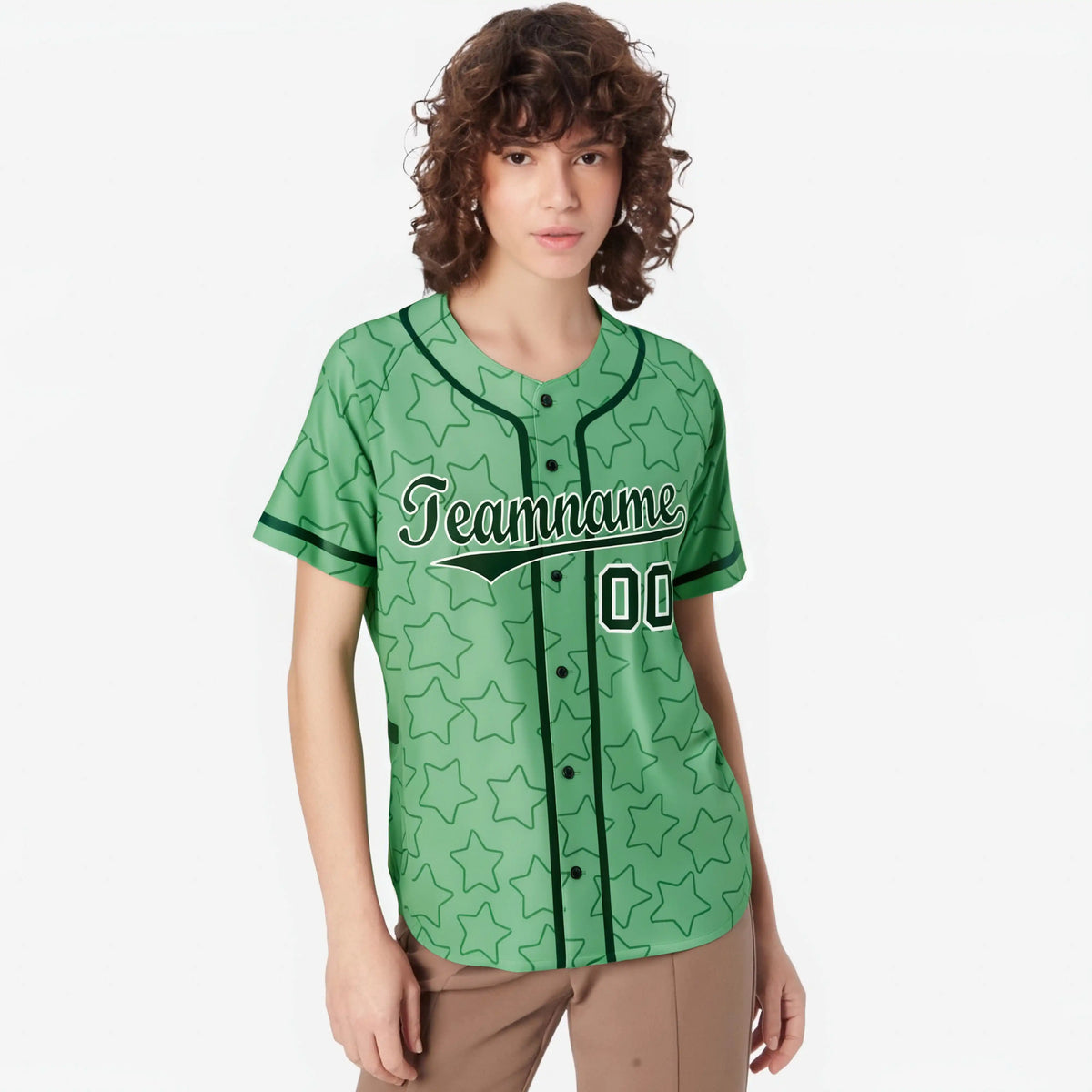 Custom Star Green-Dark Green Baseball Jersey Button Down Shirt Personalized for Adults/Youth