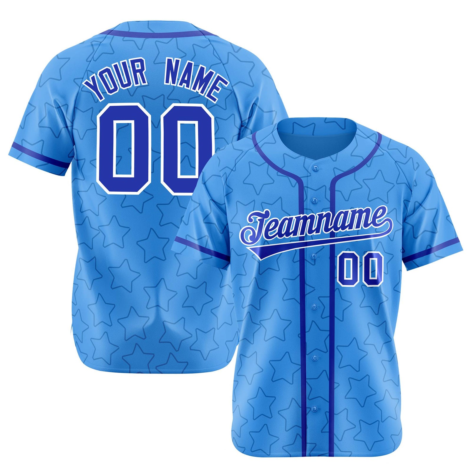 Custom Star Blue-Royal Baseball Jersey Button Down Shirt Personalized for Adults/Youth