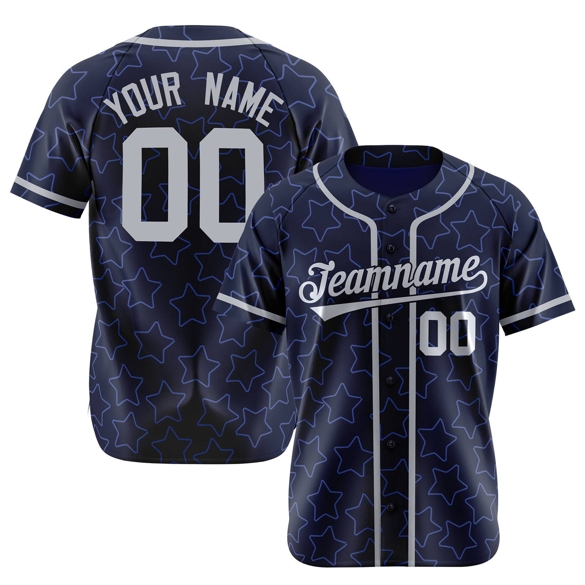 Custom Star Navy Blue-White Baseball Jersey Button Down Shirt Personalized for Adults/Youth