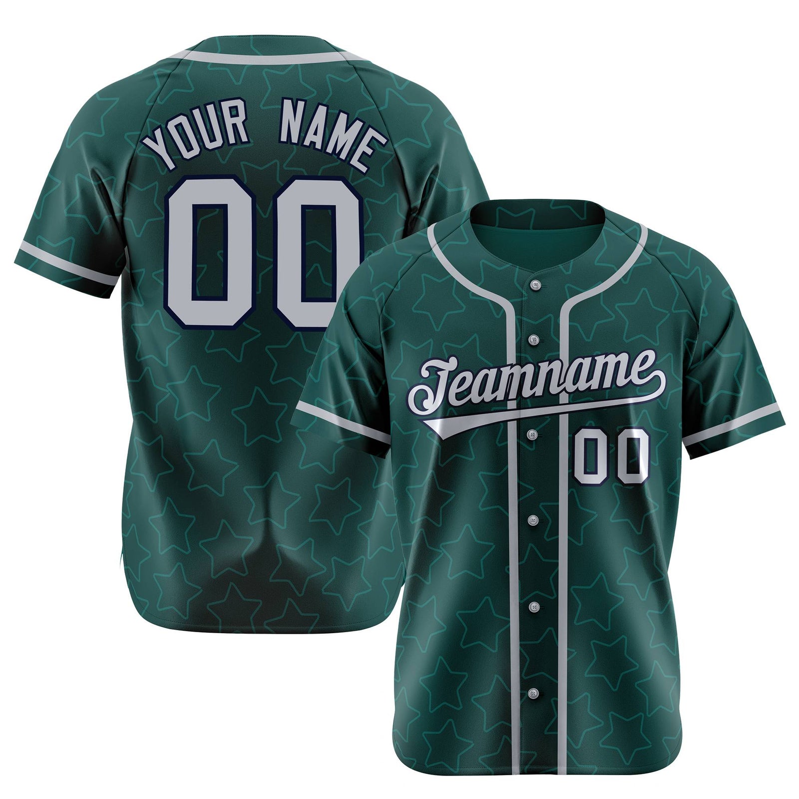 Custom Star Teal White Baseball Jersey Button Down Shirt Personalized for Adults/Youth