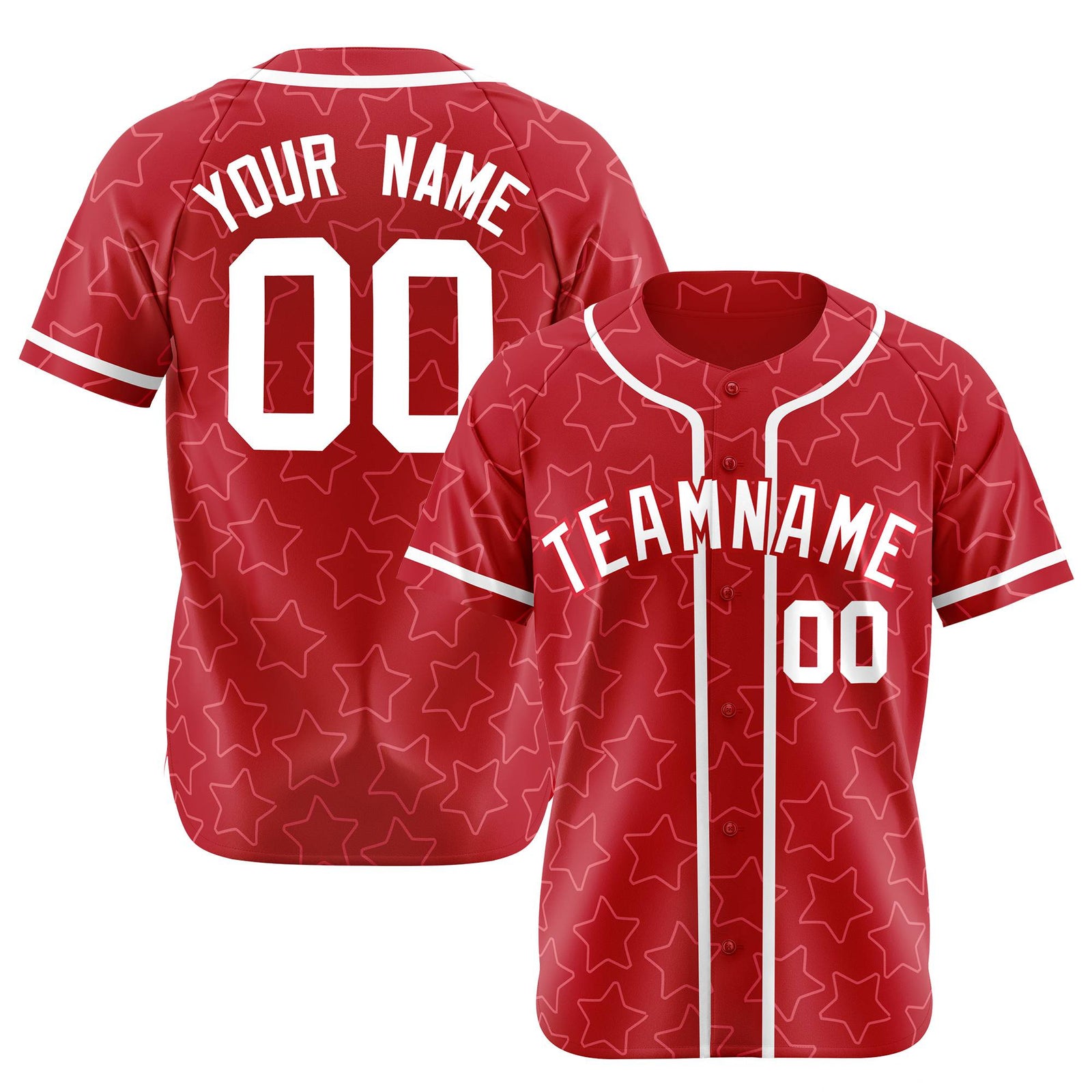 Custom Star Red Black Baseball Jersey Button Down Shirt Personalized for Adults/Youth