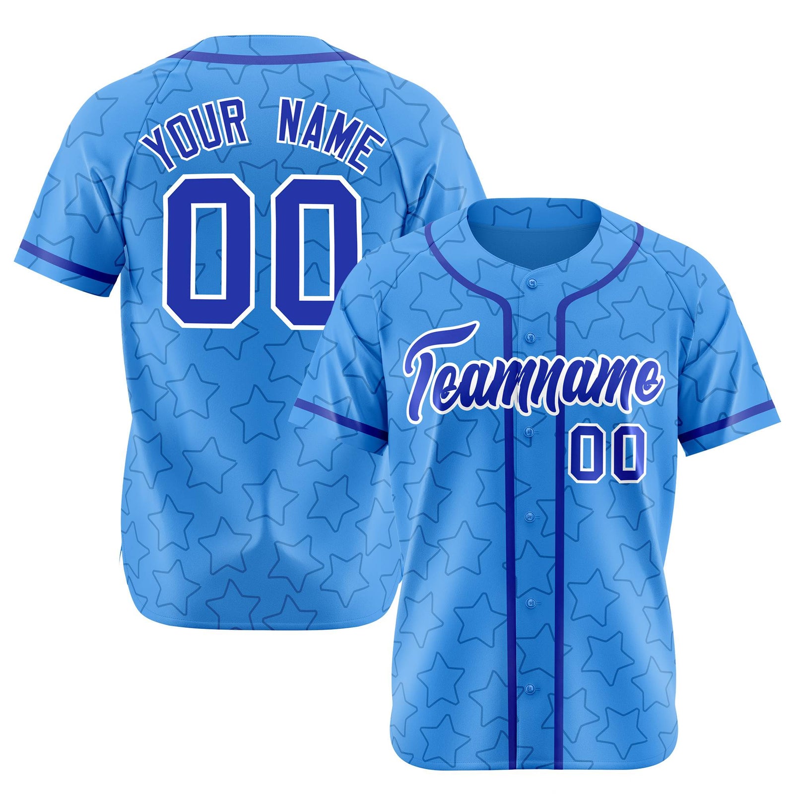 Custom Star Blue-Royal Baseball Jersey Button Down Shirt Personalized for Adults/Youth