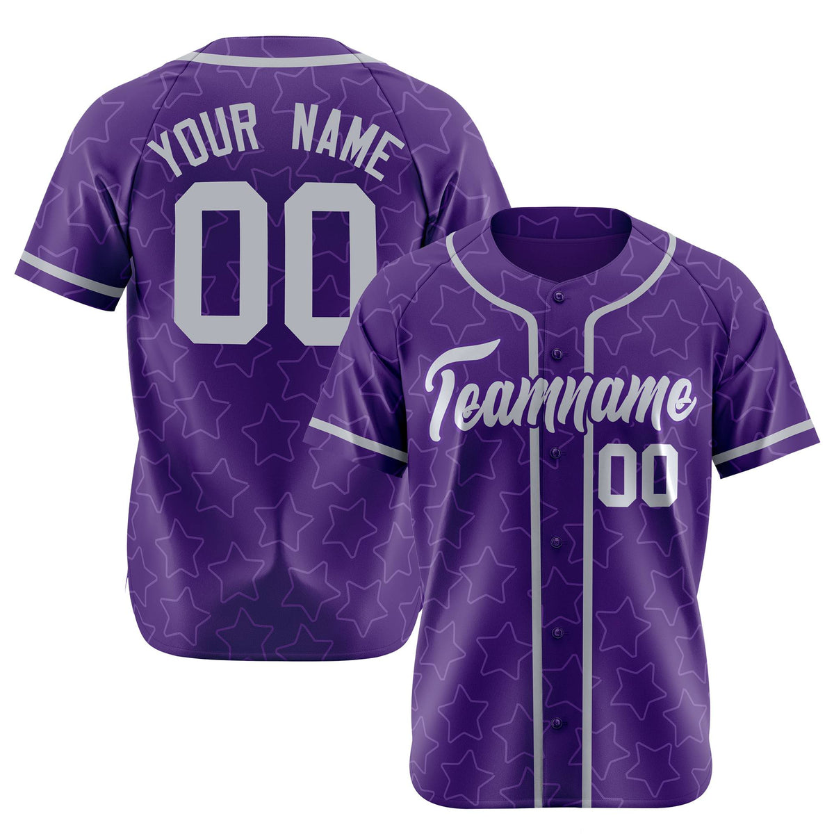 Custom Star Purple White Baseball Jersey Button Down Shirt Personalized for Adults/Youth