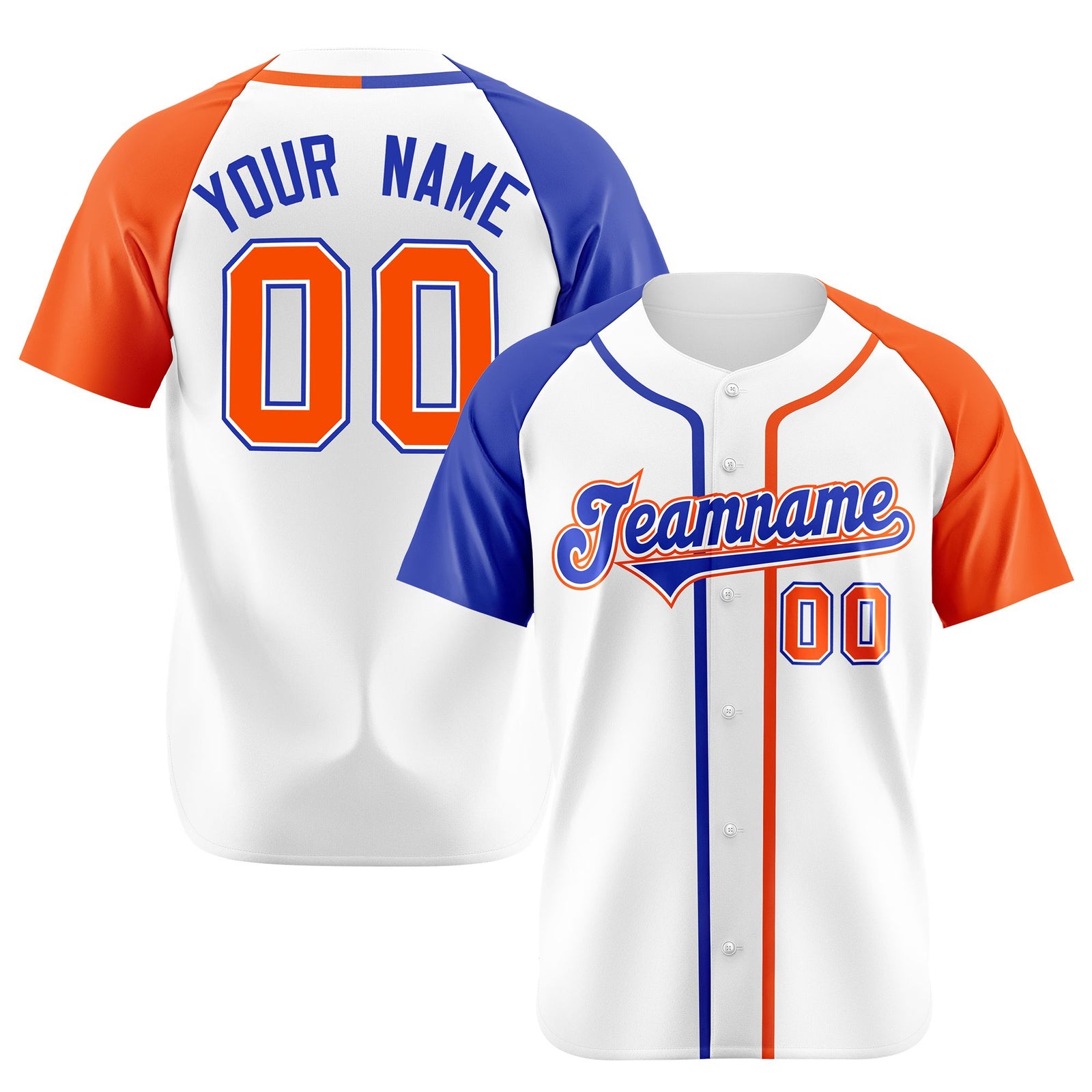 Custom White Blue Orange Authentic Baseball Jersey