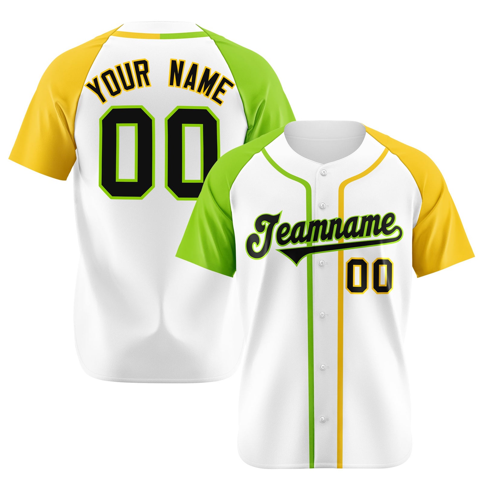 Custom White Neon Green Yellow Authentic Baseball Jersey
