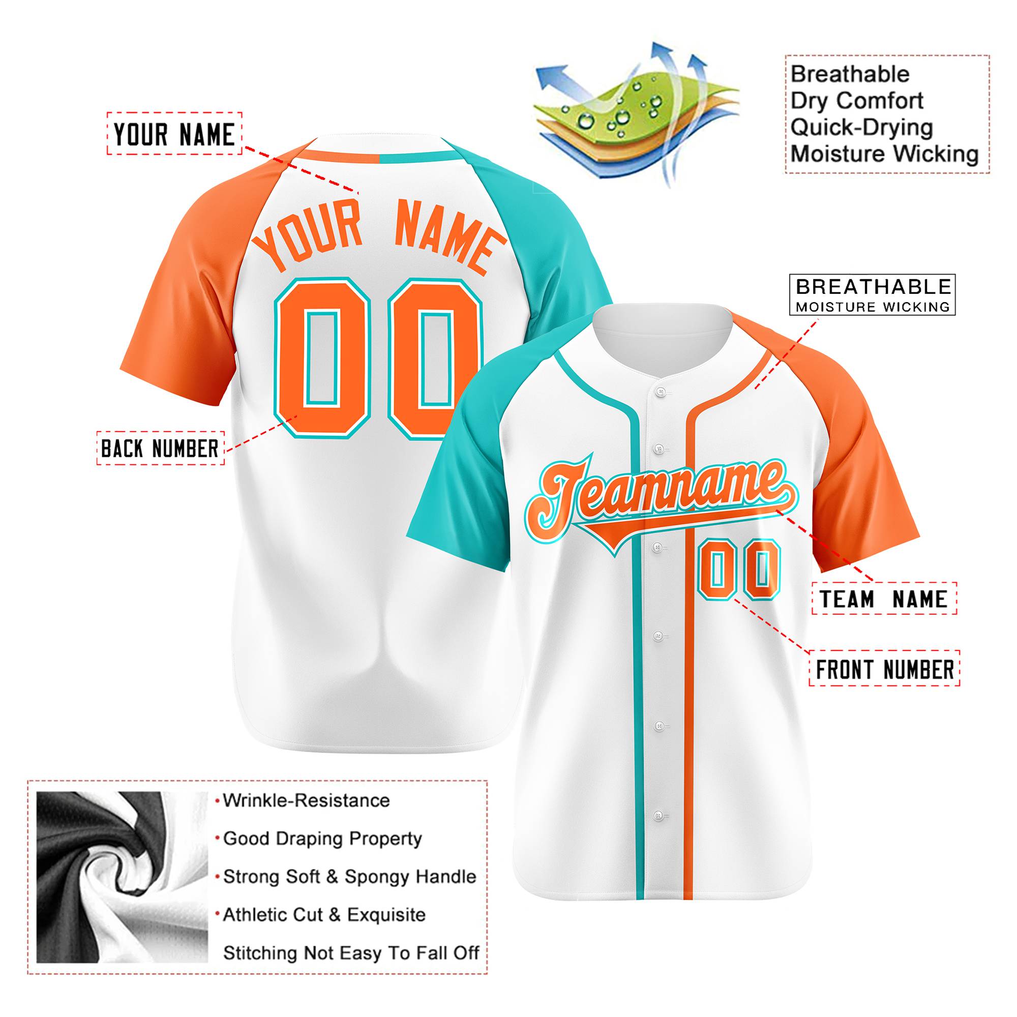 Custom White Bright Green Orange Authentic Baseball Jersey