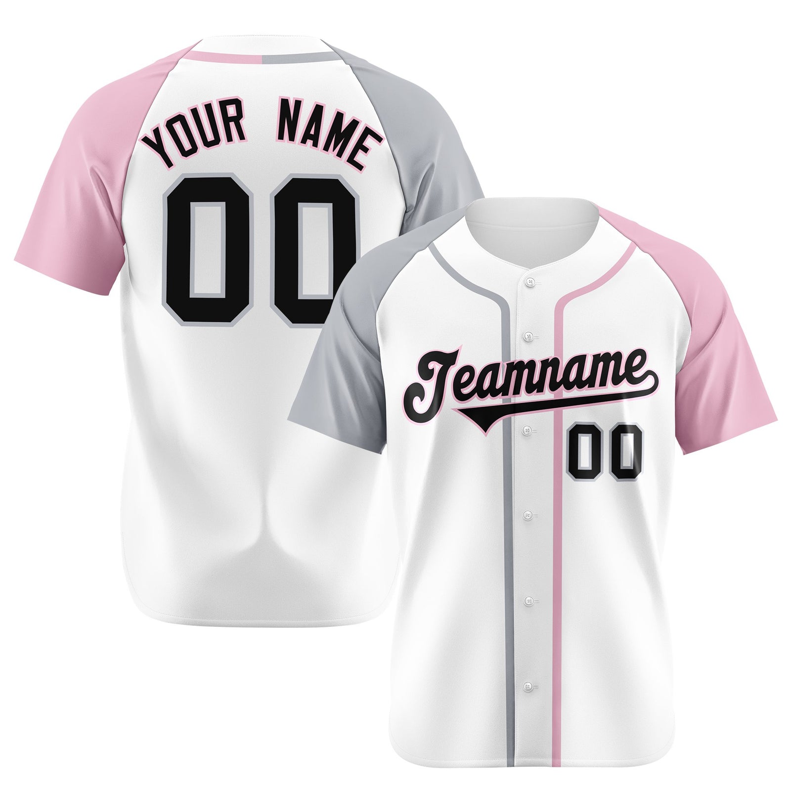 Custom White Gray Pink Authentic Baseball Jersey