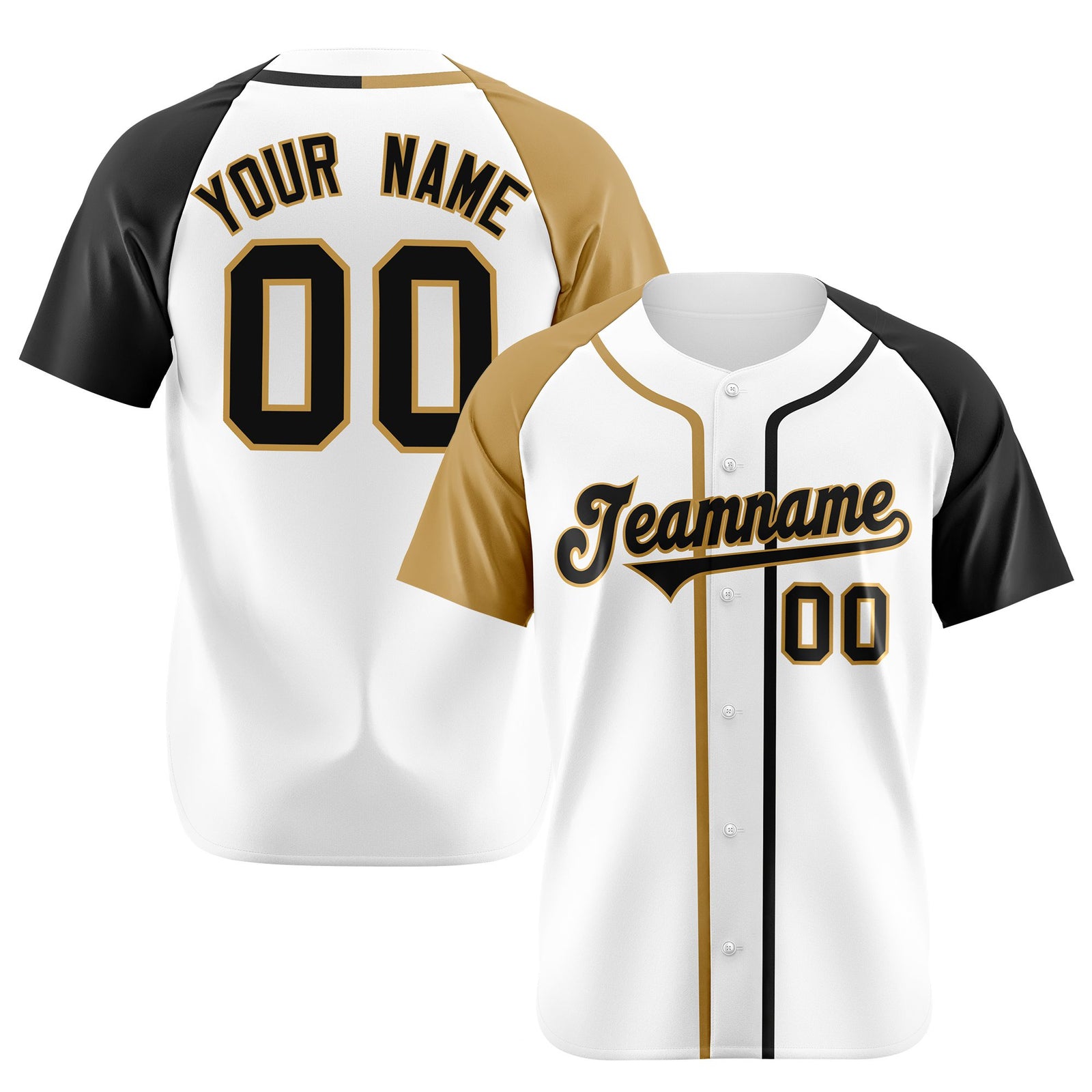 Custom White Old Gold Black Authentic Baseball Jersey
