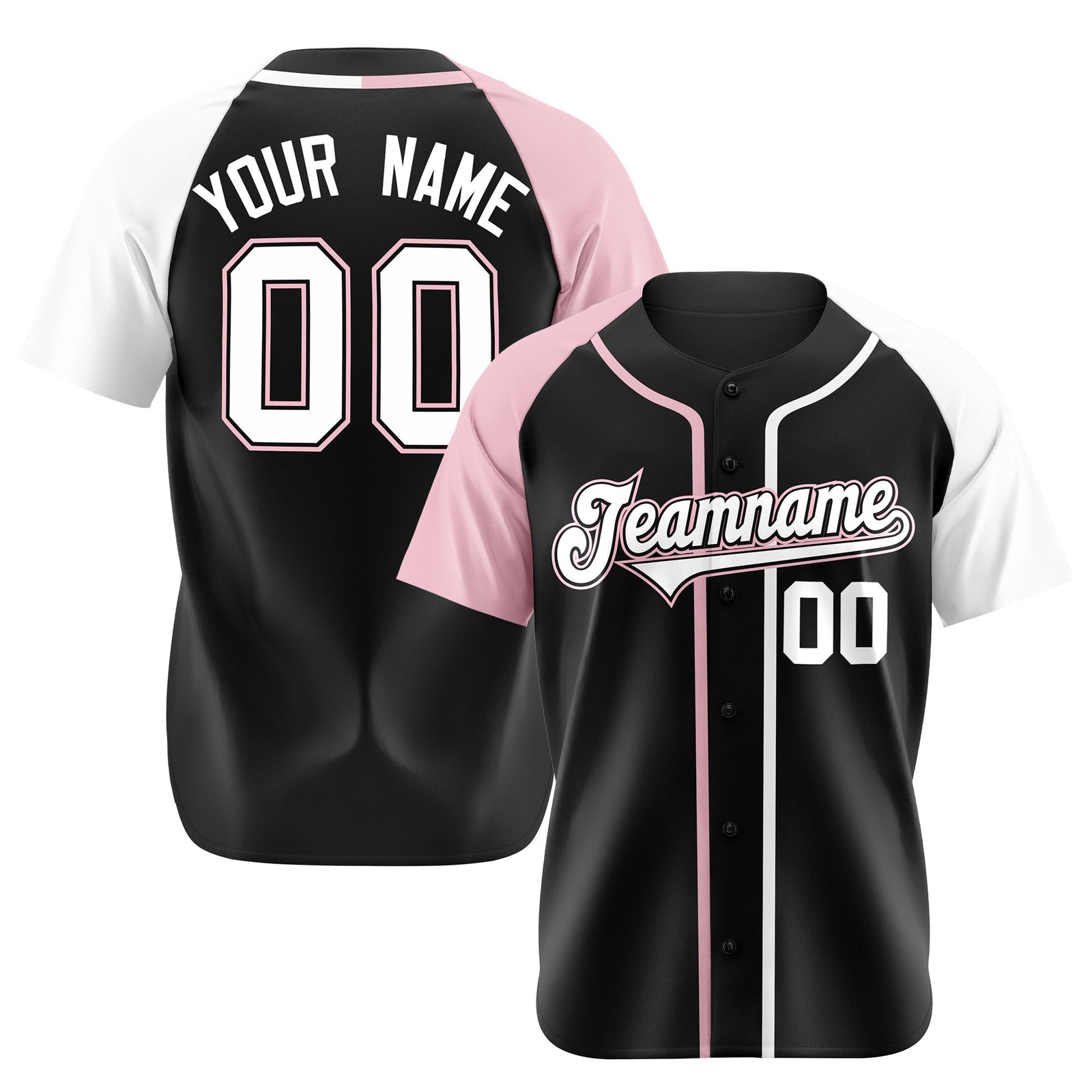 Custom Black Pink White Authentic Baseball Jersey