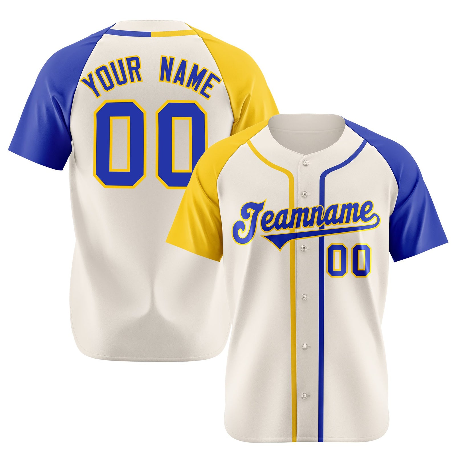Custom Cream Yellow Blue Authentic Baseball Jersey
