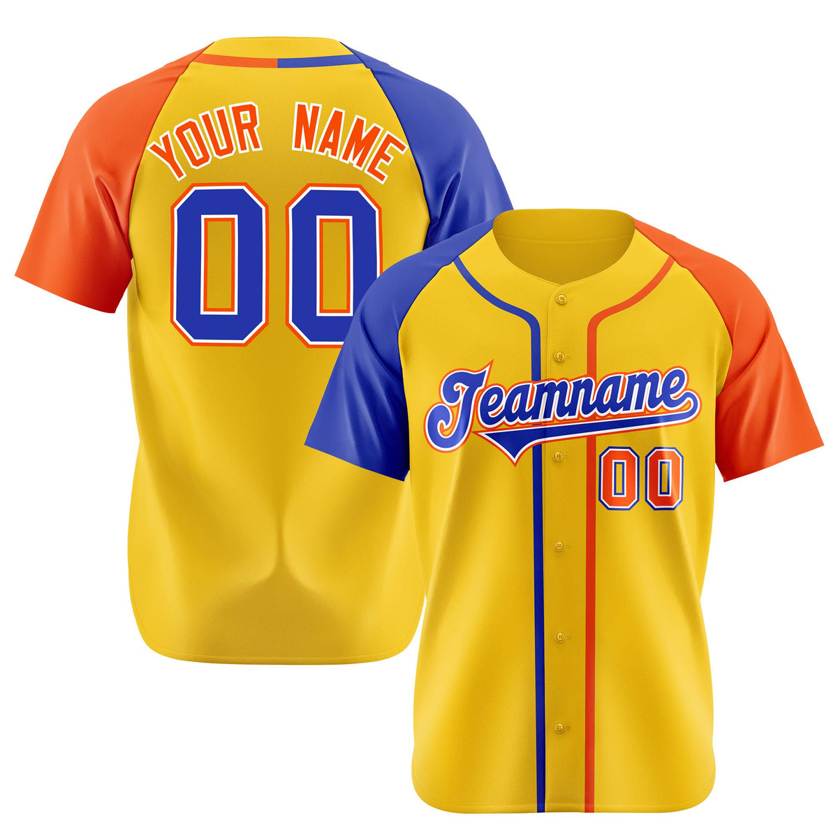 Custom Gold Blue Orange Authentic Baseball Jersey