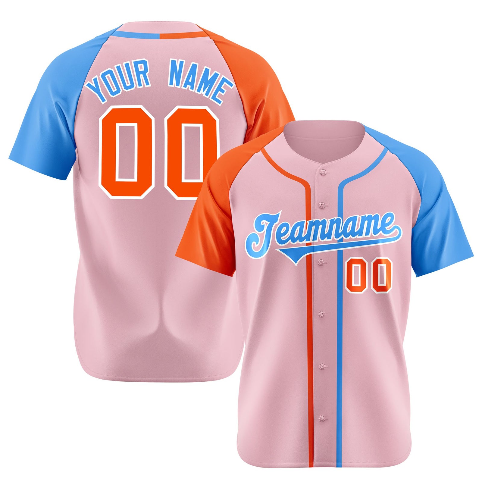 Custom Pink Orange Light Blue Authenti Baseball Jersey