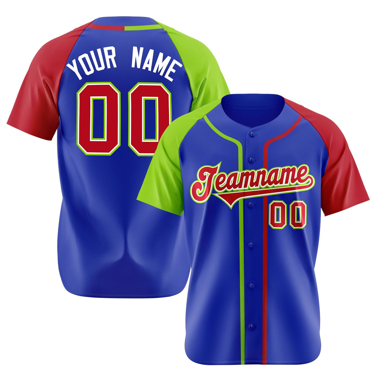 Custom Purple Neon Green Red Authentic Baseball Jersey