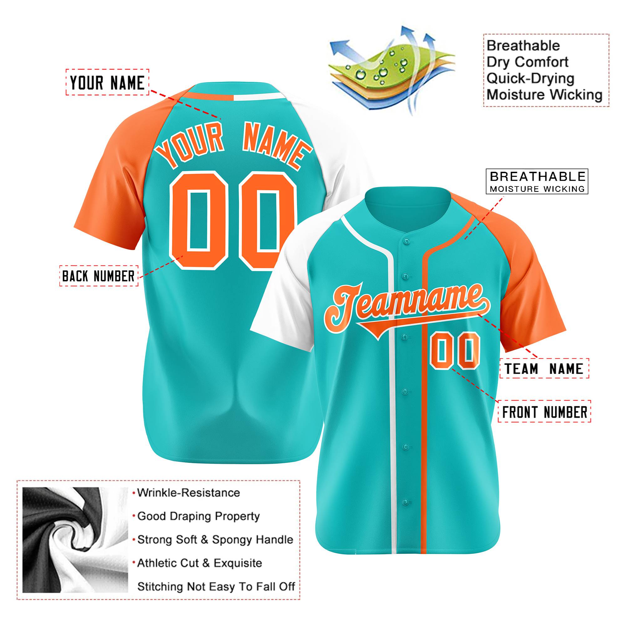 Custom Bright Green White Orange Authentic Baseball Jersey