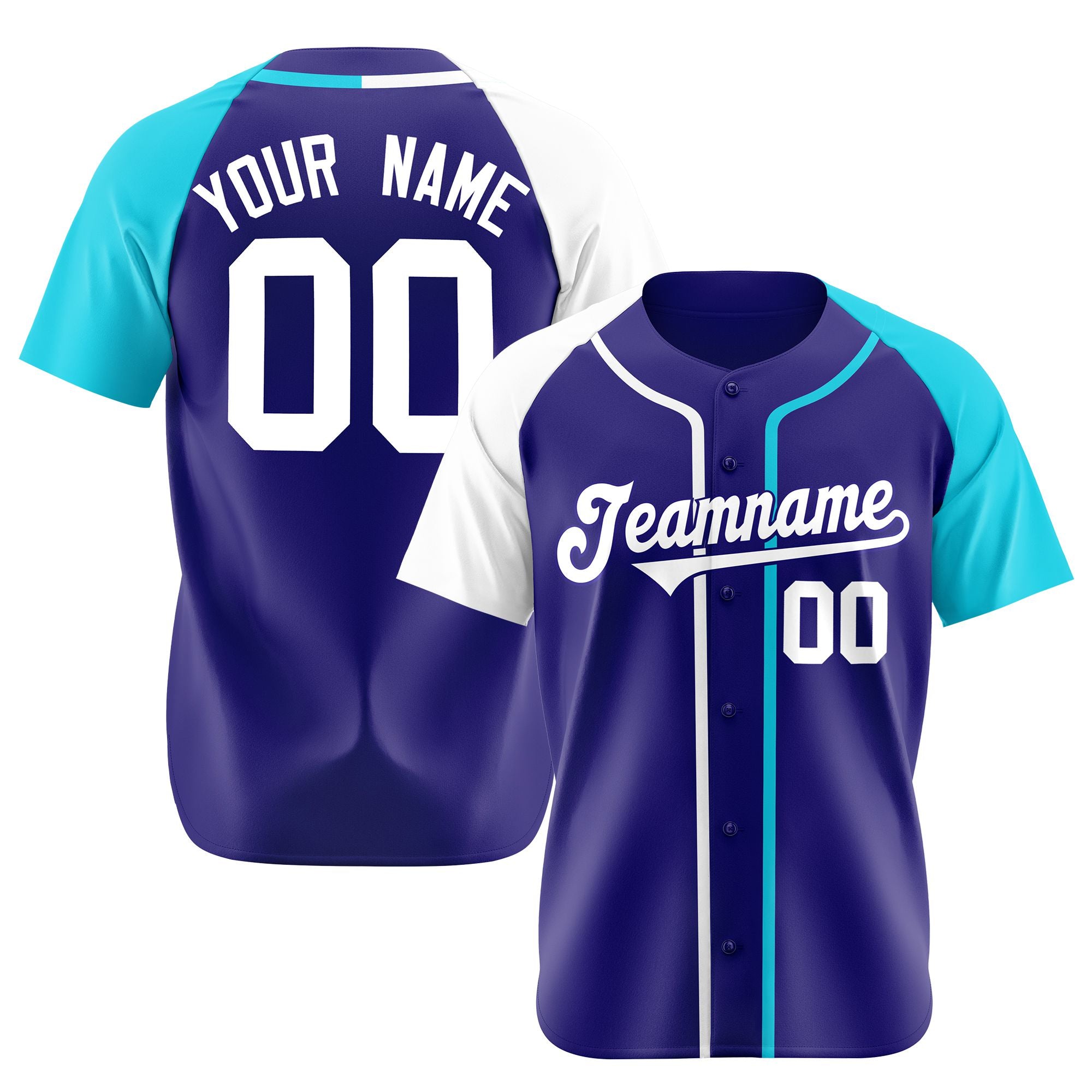 Custom Violet White Sky Blue Authentic Baseball Jersey