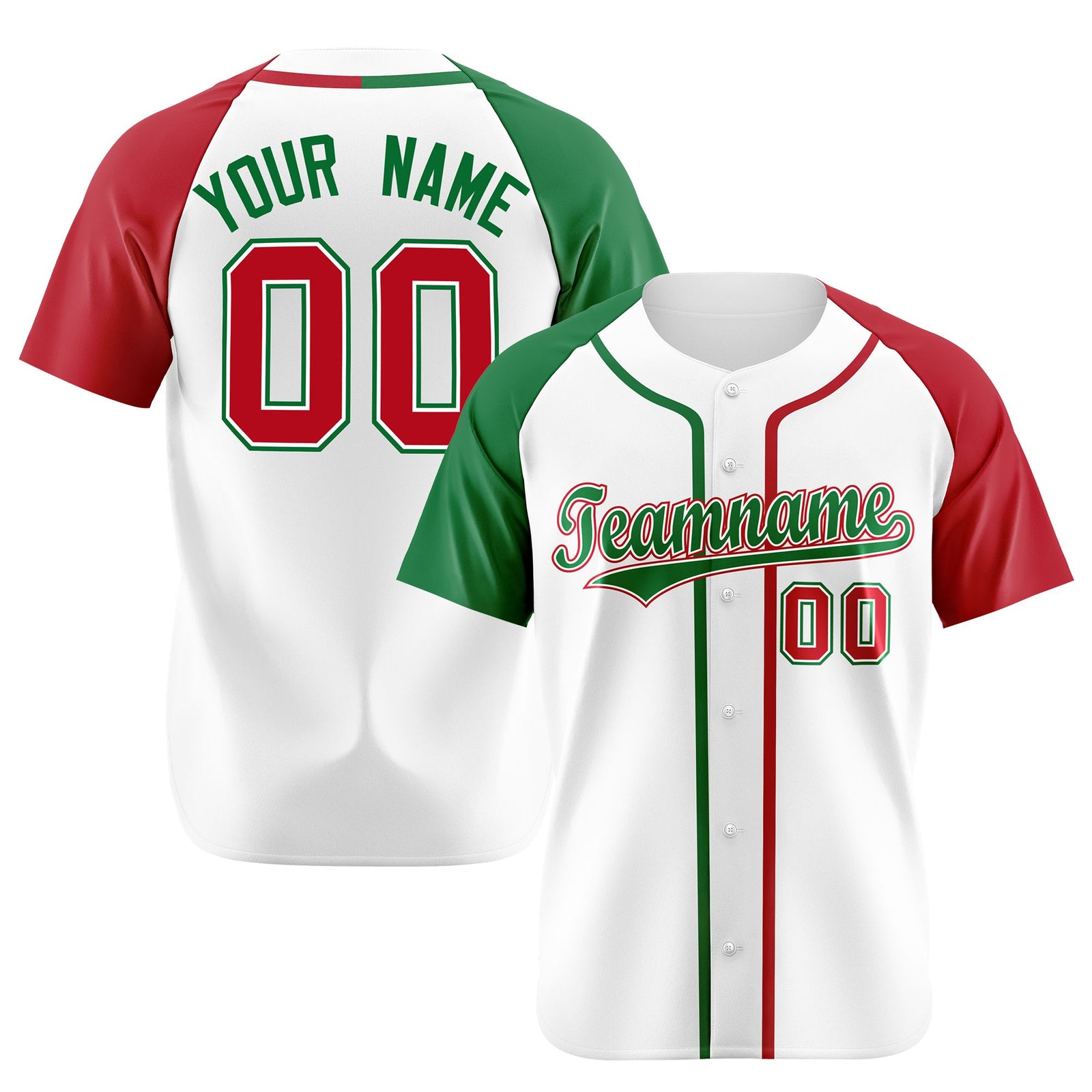 Custom White Kelly Green Red Authentic Baseball Jersey