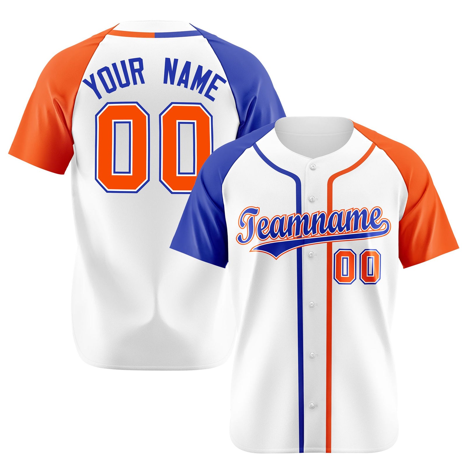 Custom White Blue Orange Authentic Baseball Jersey