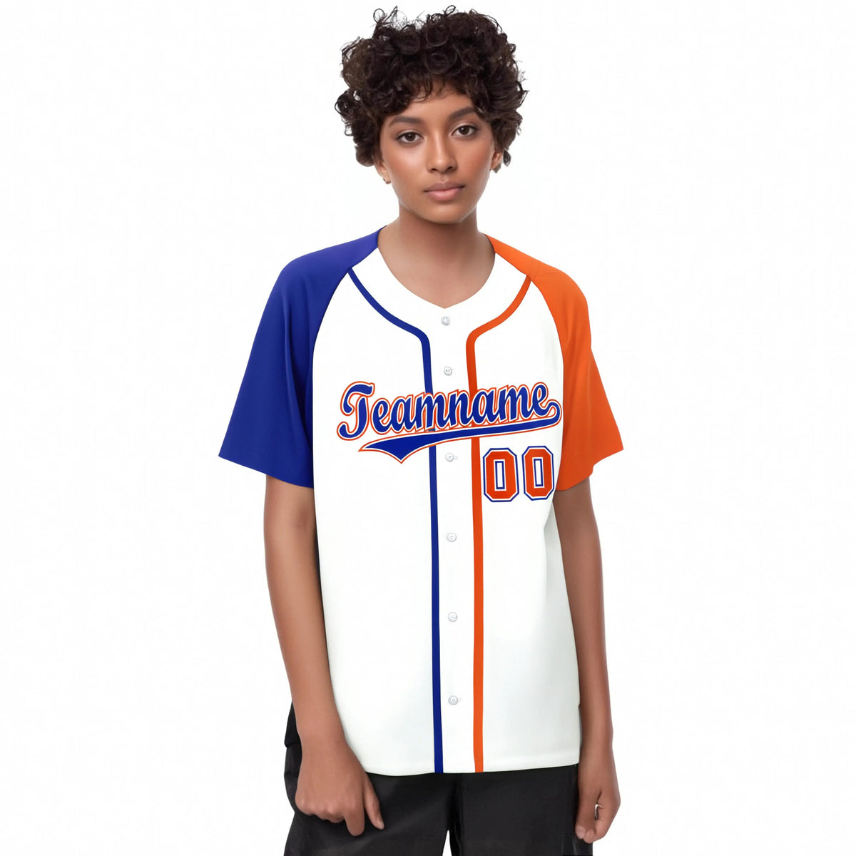 Custom White Blue Orange Authentic Baseball Jersey