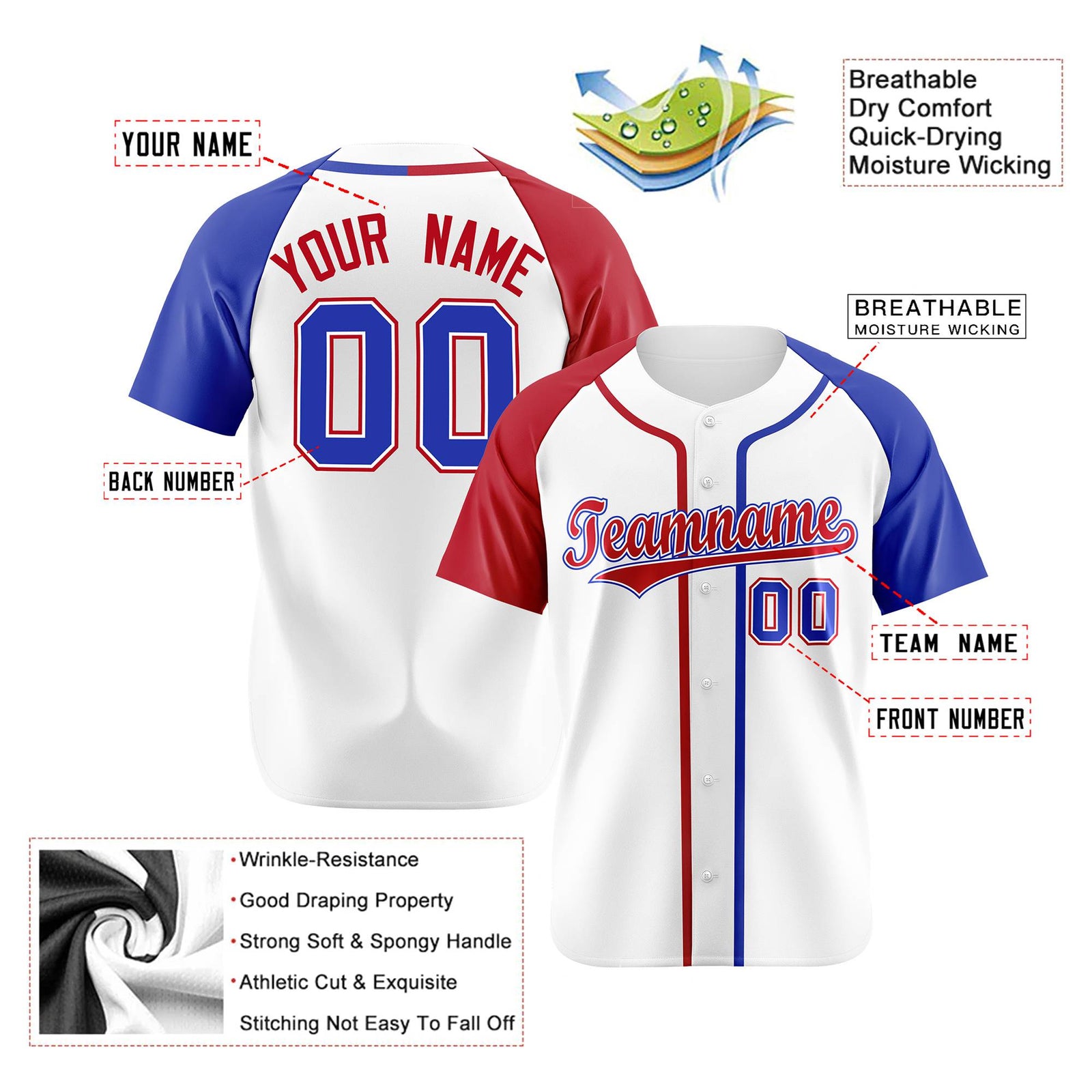 Custom White Burgundy Blue Authentic Baseball Jersey