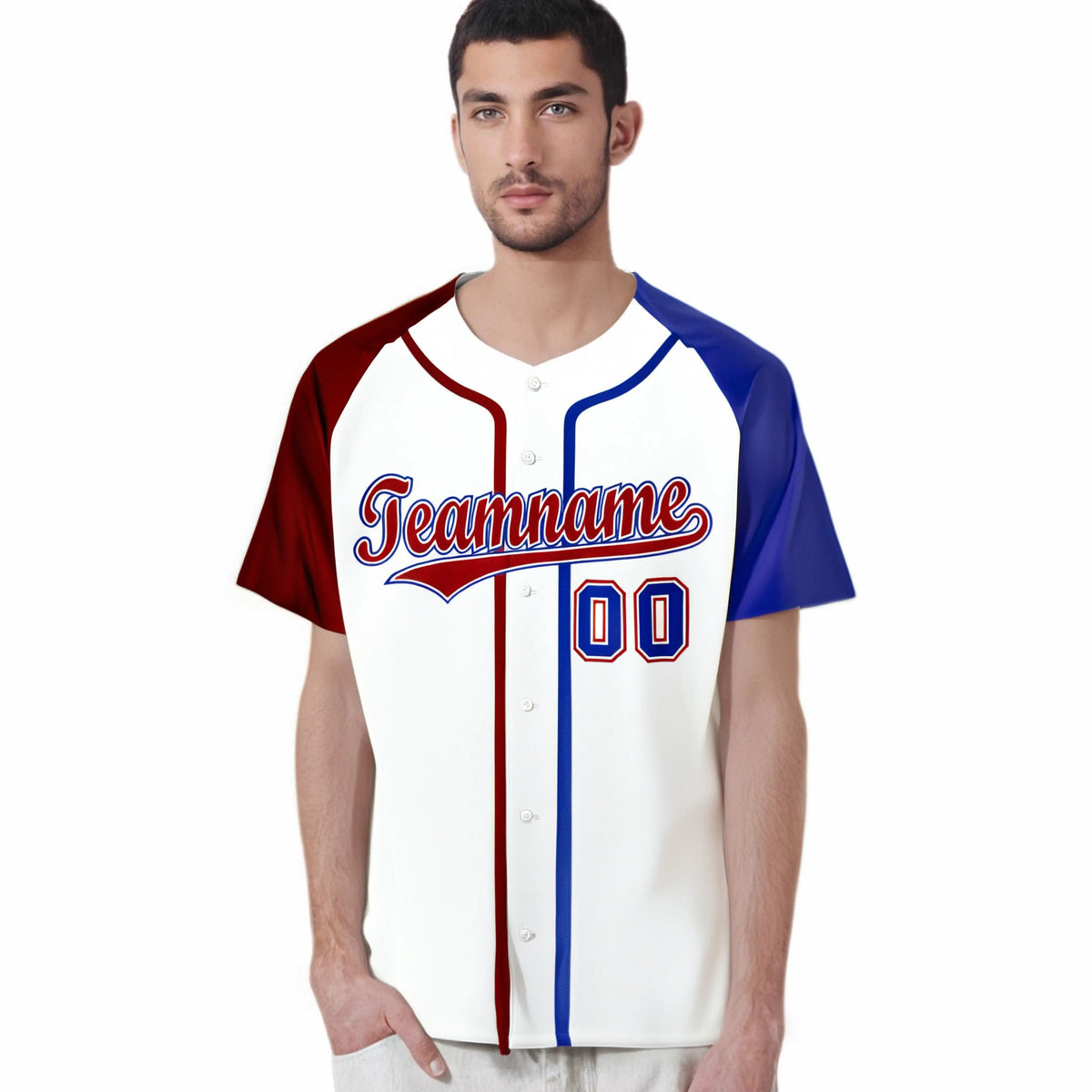 Custom White Burgundy Blue Authentic Baseball Jersey
