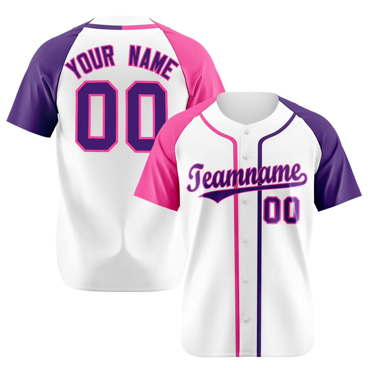 Custom White Pink Purple Authentic Baseball Jersey