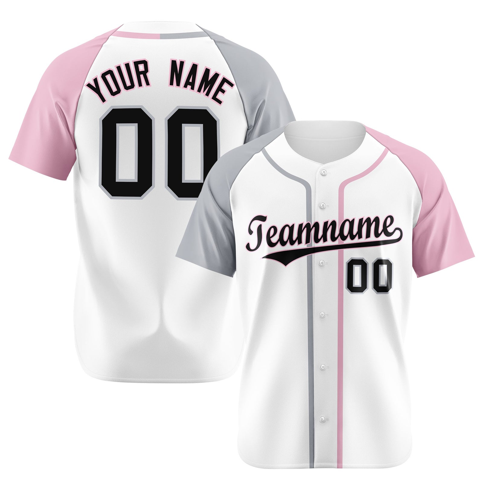Custom White Gray Pink Authentic Baseball Jersey