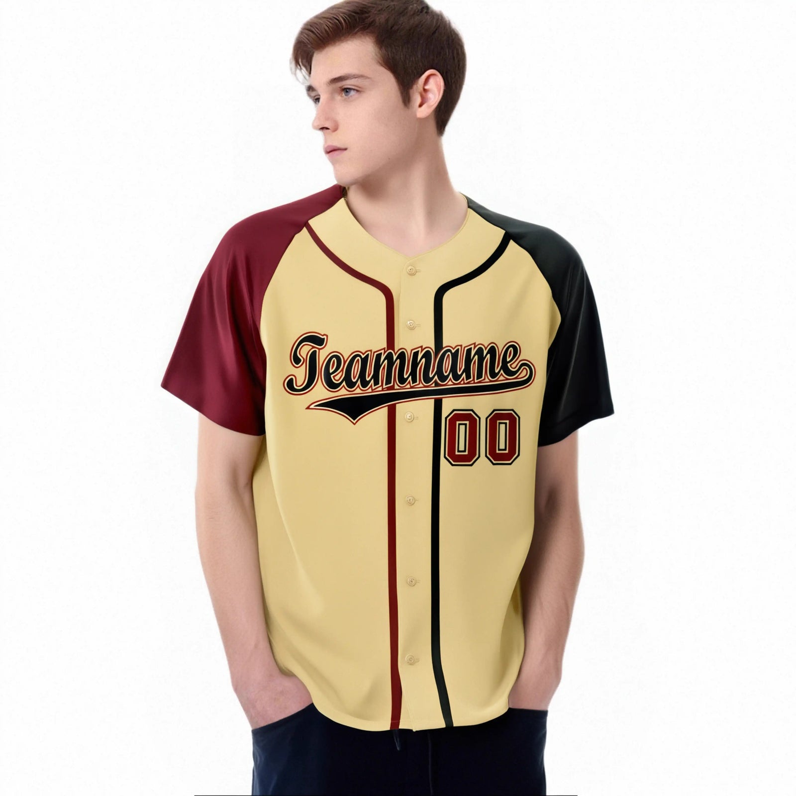 Custom Khaki Crimson Black Authentic Baseball Jersey