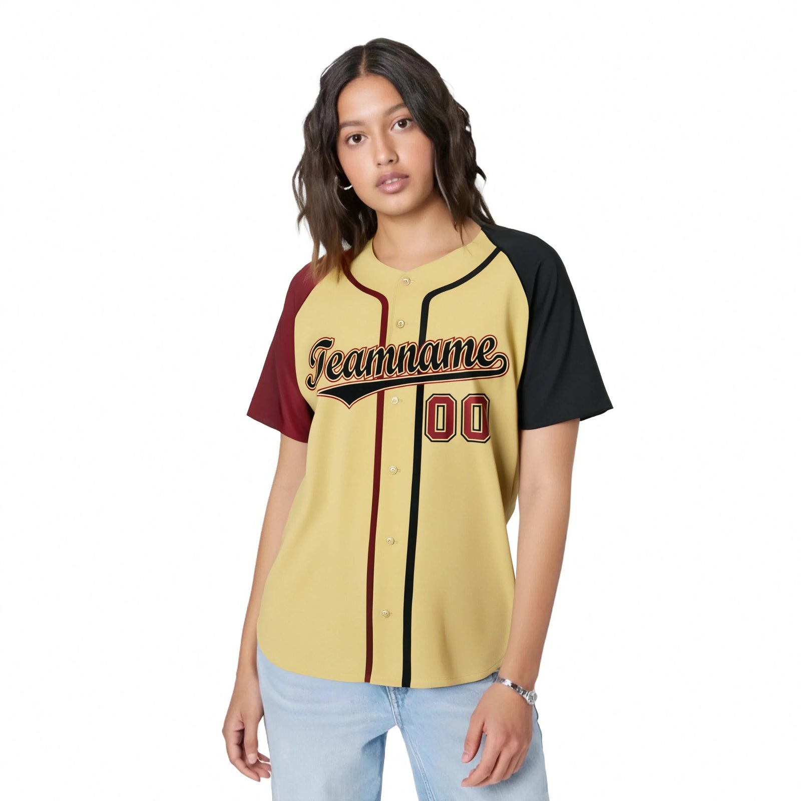 Custom Khaki Crimson Black Authentic Baseball Jersey