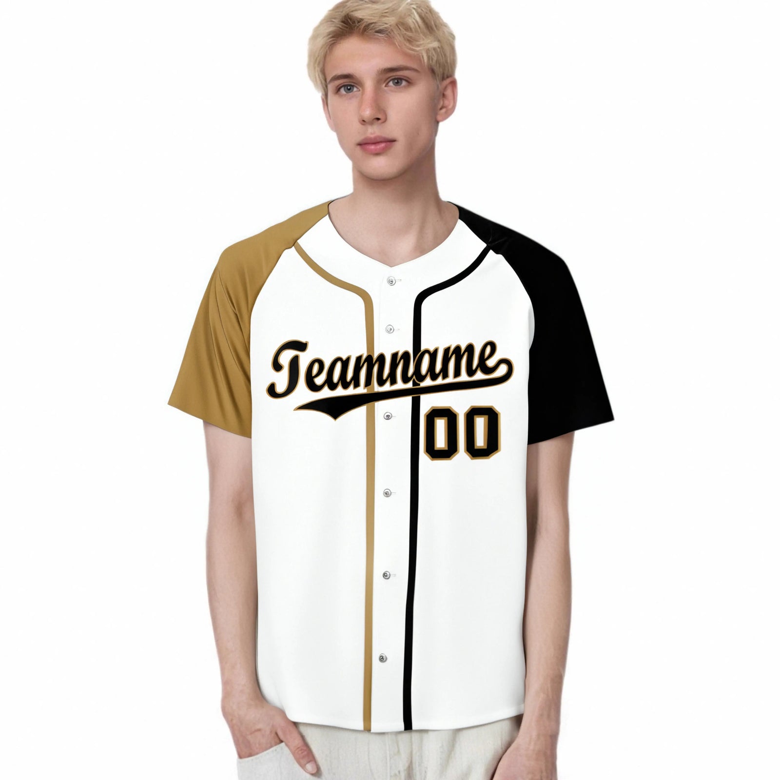Custom White Old Gold Black Authentic Baseball Jersey