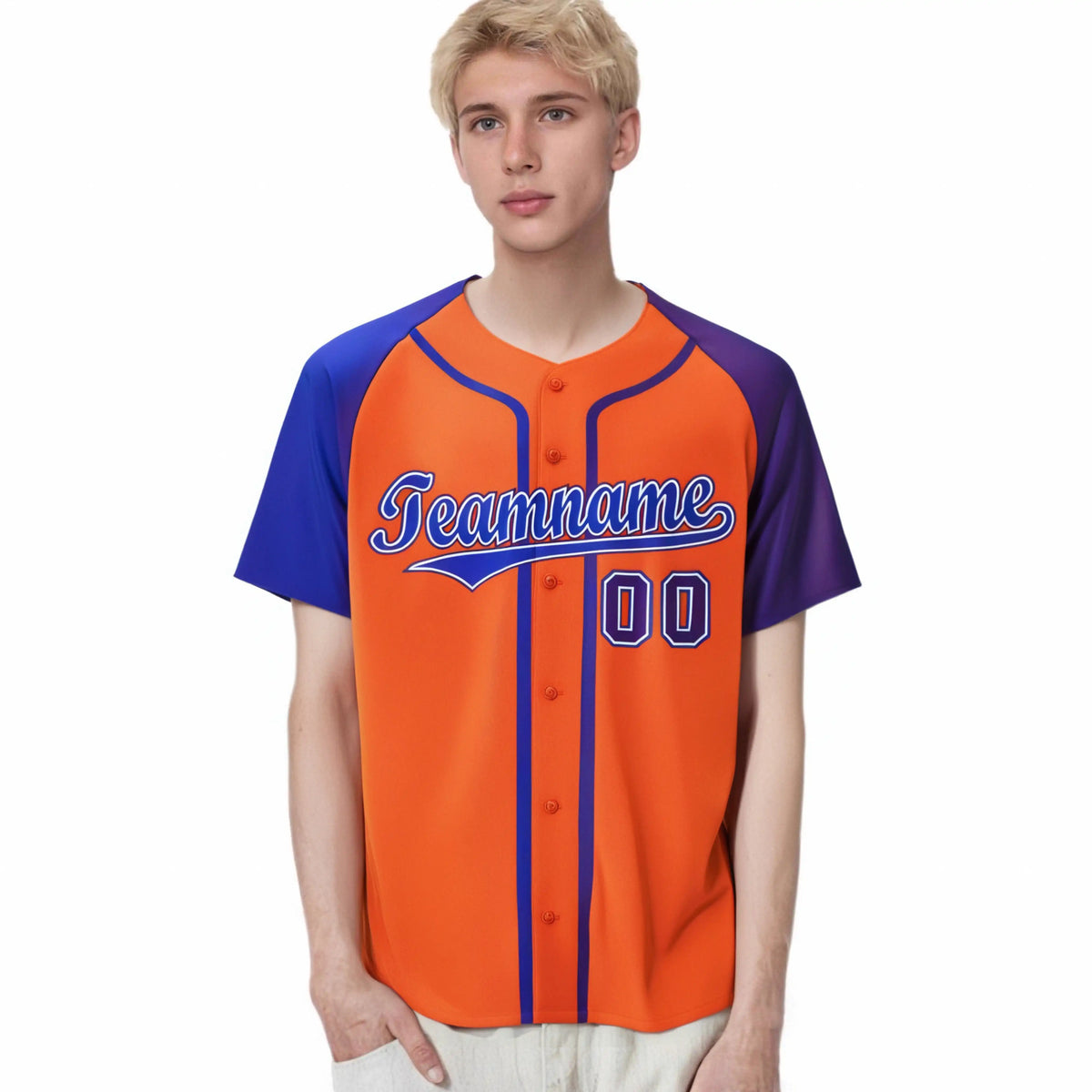Custom Orange Blue Purple Authentic Baseball Jersey