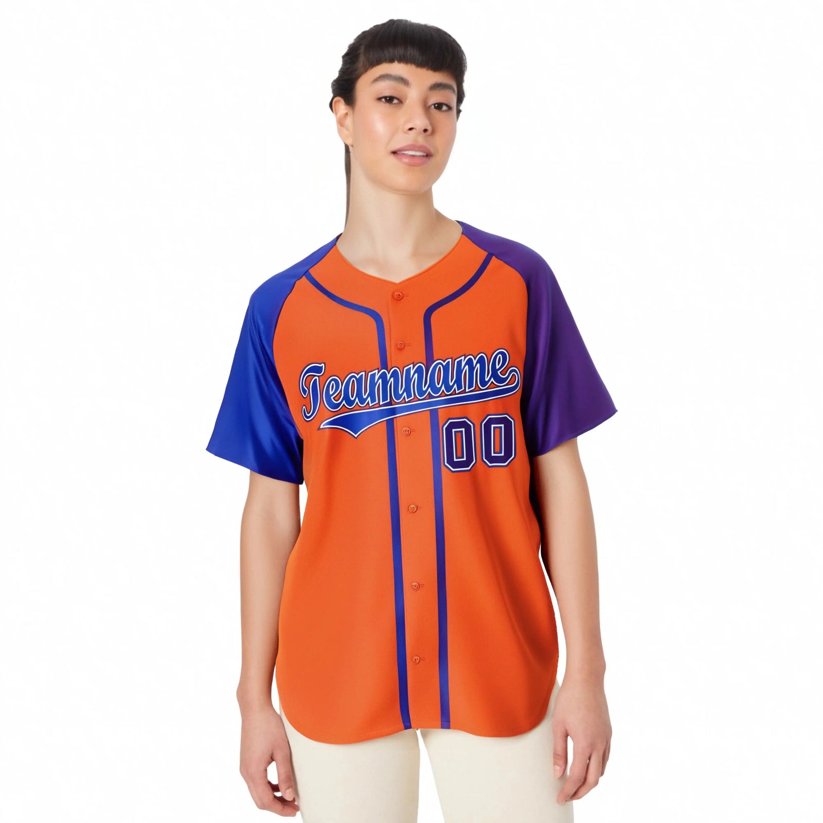 Custom Orange Blue Purple Authentic Baseball Jersey