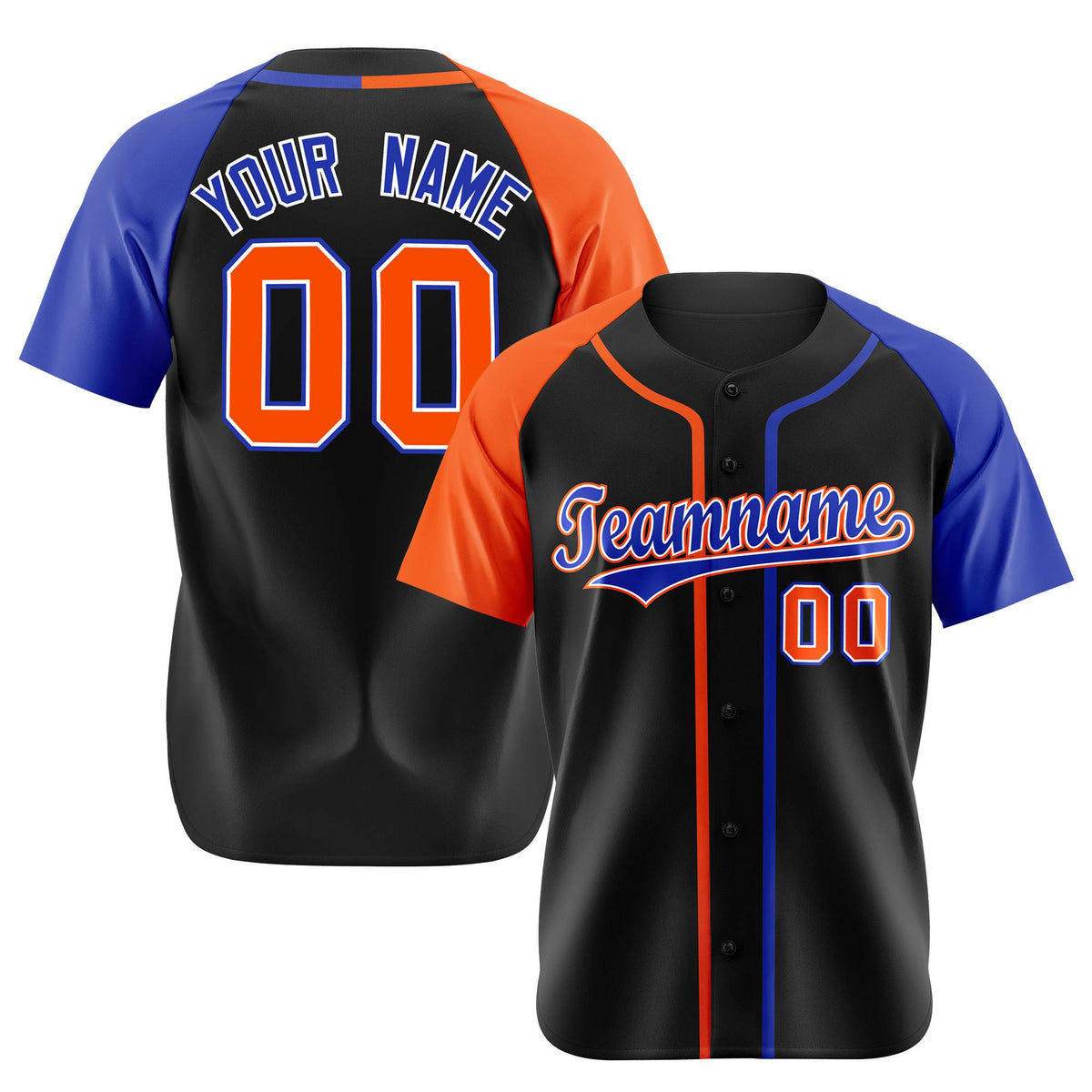 Custom Black Orange Blue Authentic Baseball Jersey