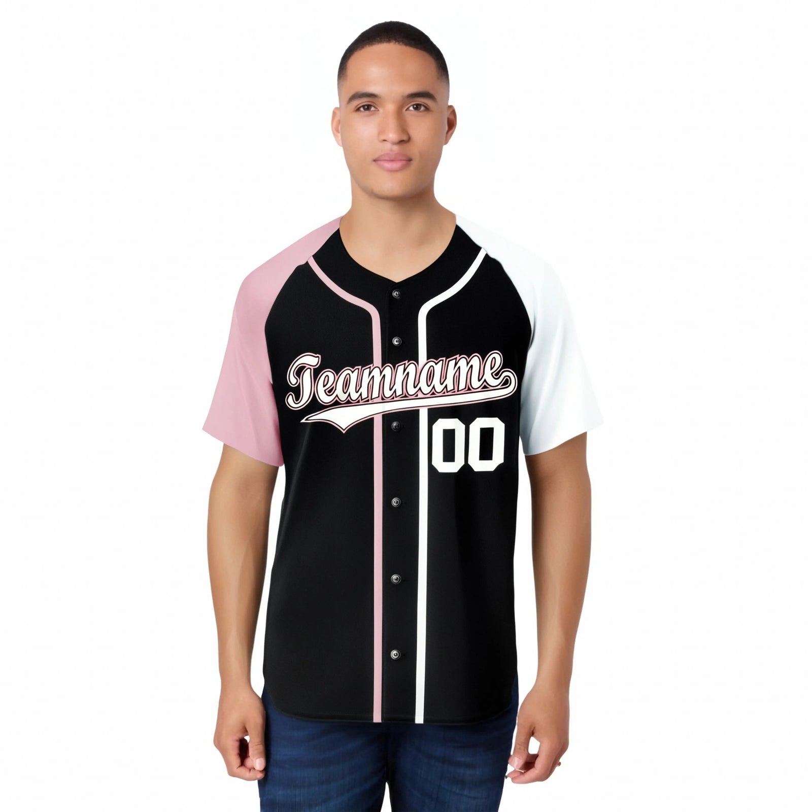 Custom Black Pink White Authentic Baseball Jersey